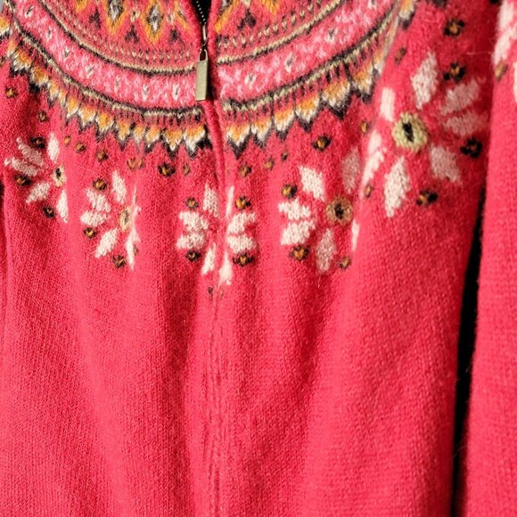 Planet Earth Sweaters Pink Nordic Fair Isle Llama Cardigan Sweater Jacket Small - Picture 7 of 10